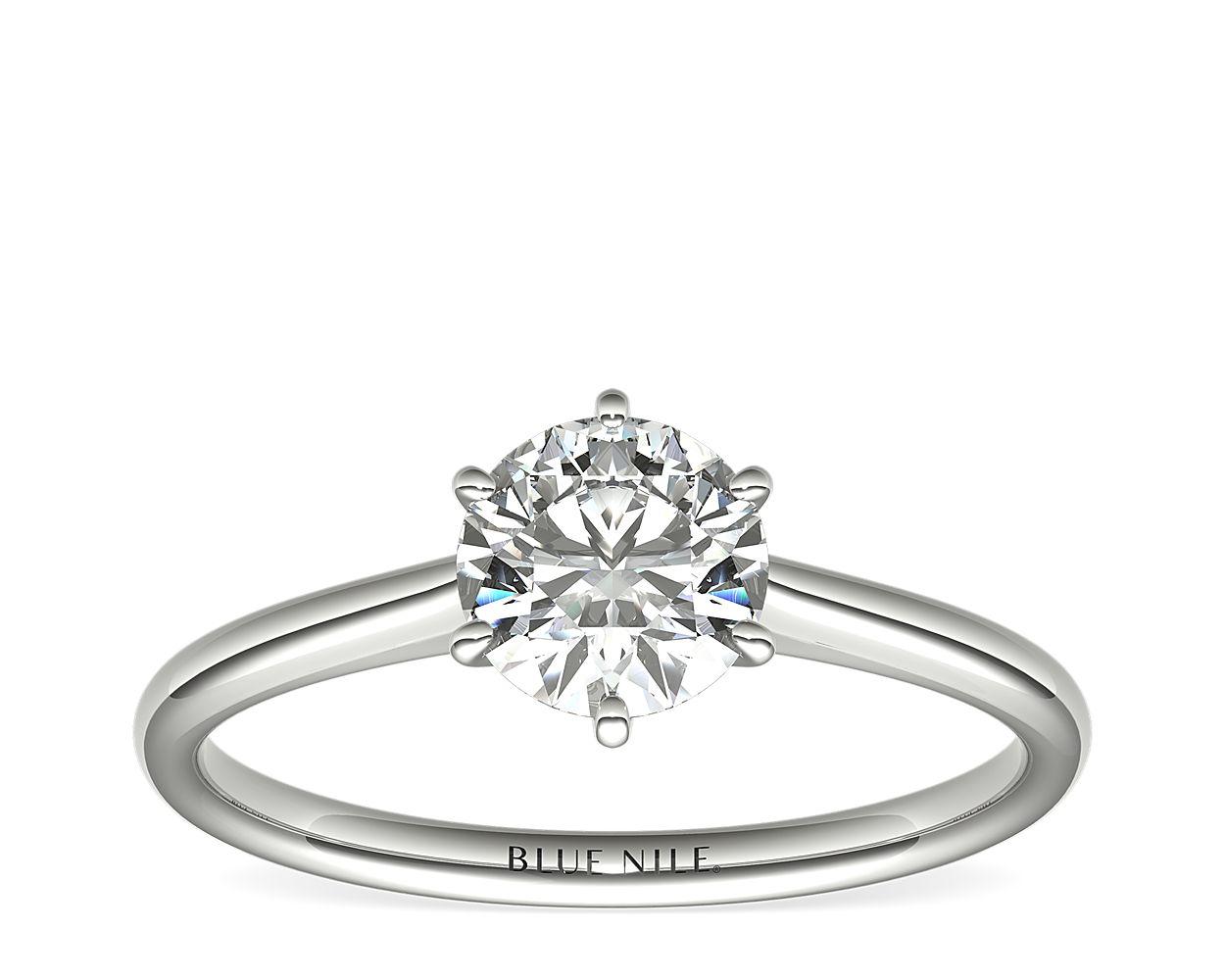 Petite Nouveau Six-Prong Solitaire Engagement Ring In Platinum