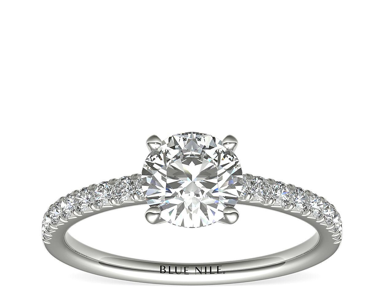 French Pavé Diamond Engagement Ring In 14k White Gold (1/4 ct. tw.)