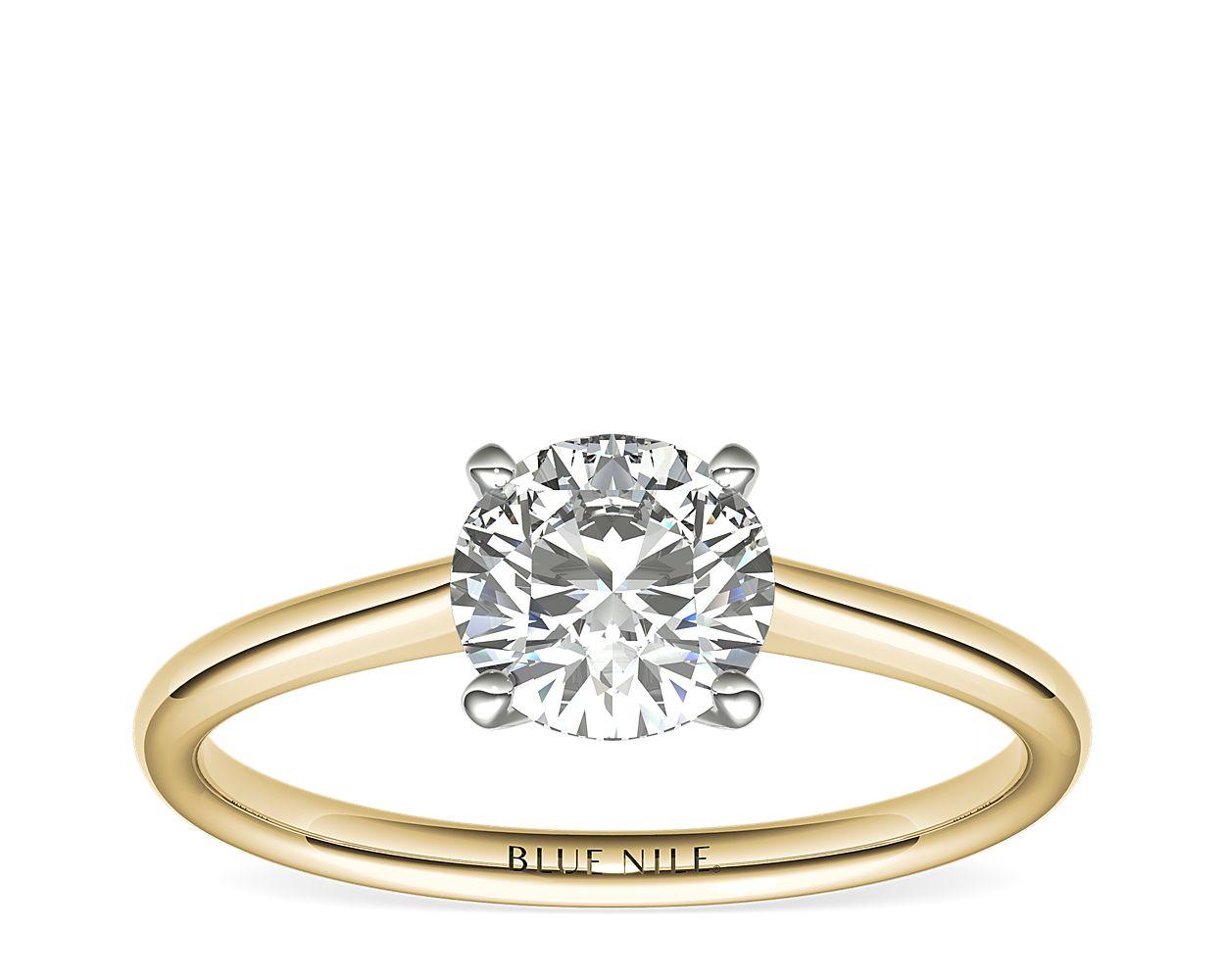 Petite Solitaire Engagement Ring In 14k Yellow Gold
