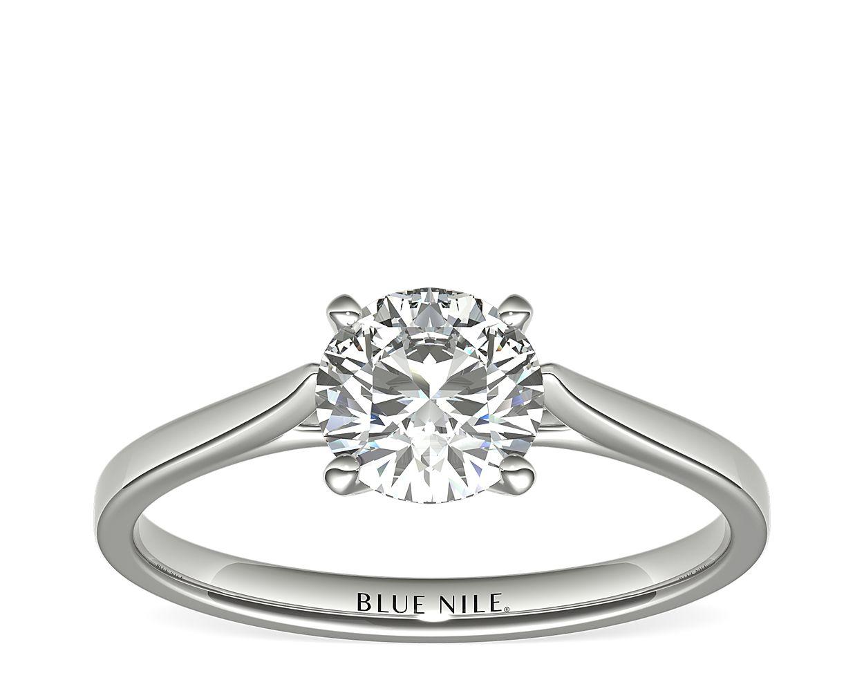 Petite Cathedral Solitaire Engagement Ring In Platinum