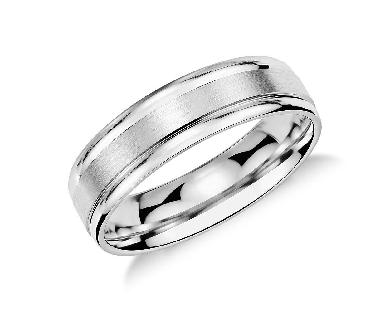 Brushed Inlay Wedding Ring In Platinum (6mm)