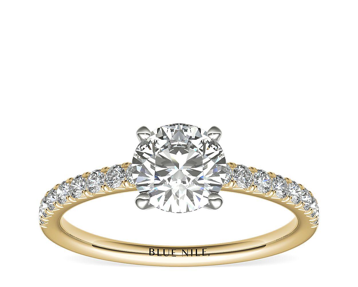 French Pavé Diamond Engagement Ring In 14k Yellow Gold (1/4 ct. tw.)