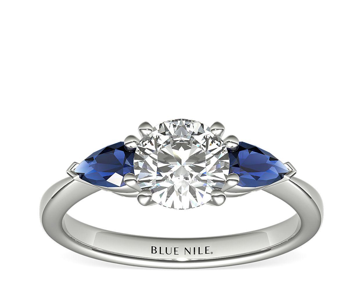 Classic Pear Shaped Sapphire Engagement Ring In Platinum
