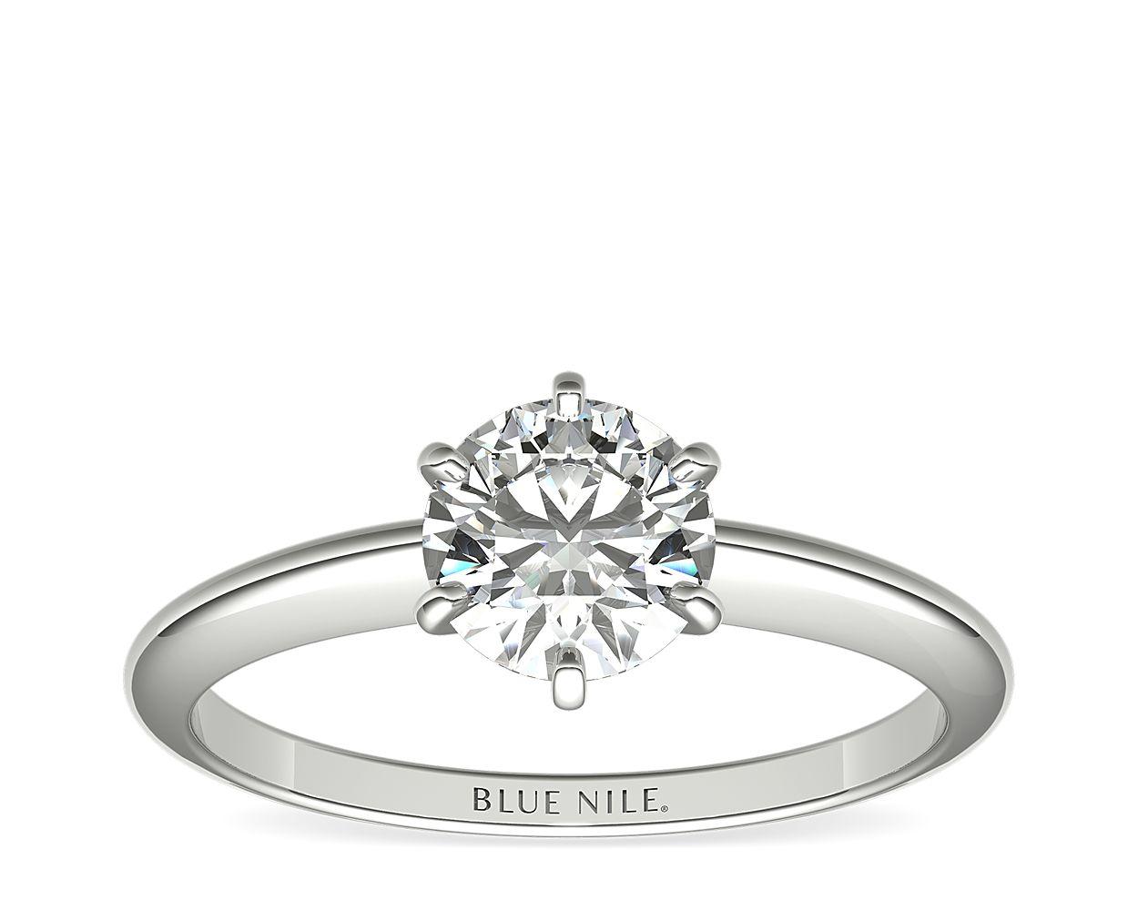 Classic Six-Prong Solitaire Engagement Ring In 18k White Gold