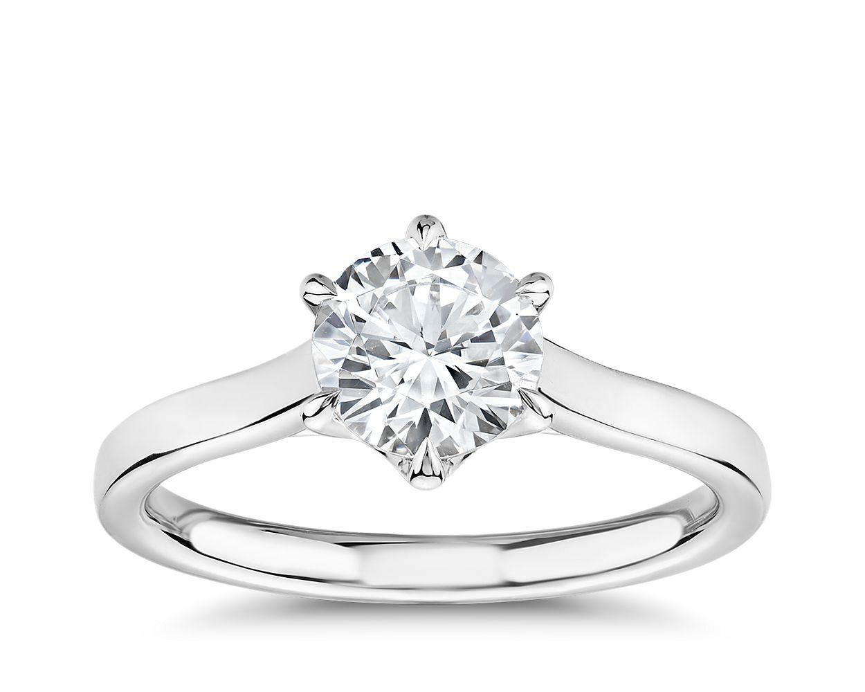 The Gallery Collection Six-Prong Trellis Solitaire Diamond Engagement Ring In Platinum