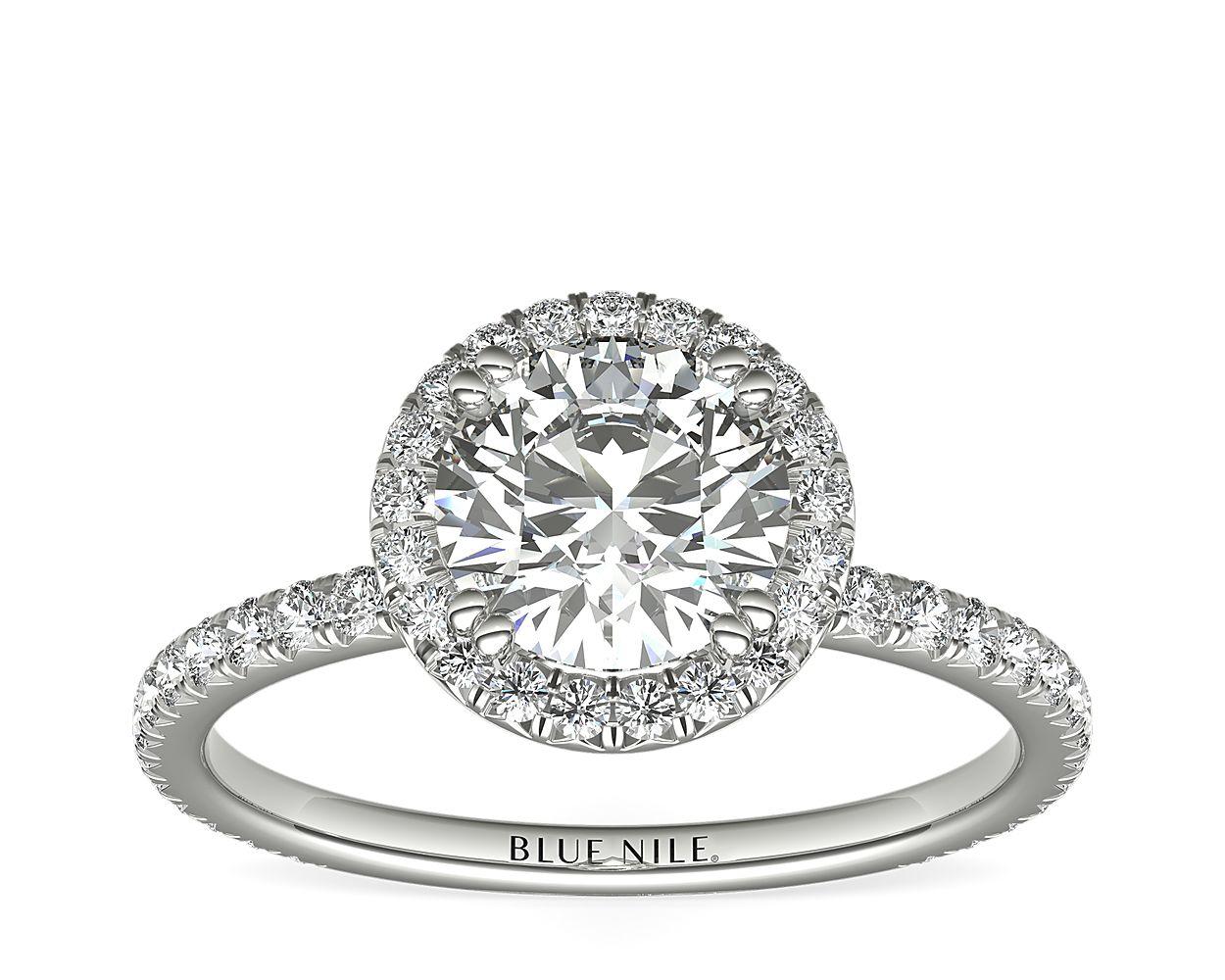 Blue Nile Studio Heiress Halo Diamond Engagement Ring In Platinum (3/8 ct. tw.)