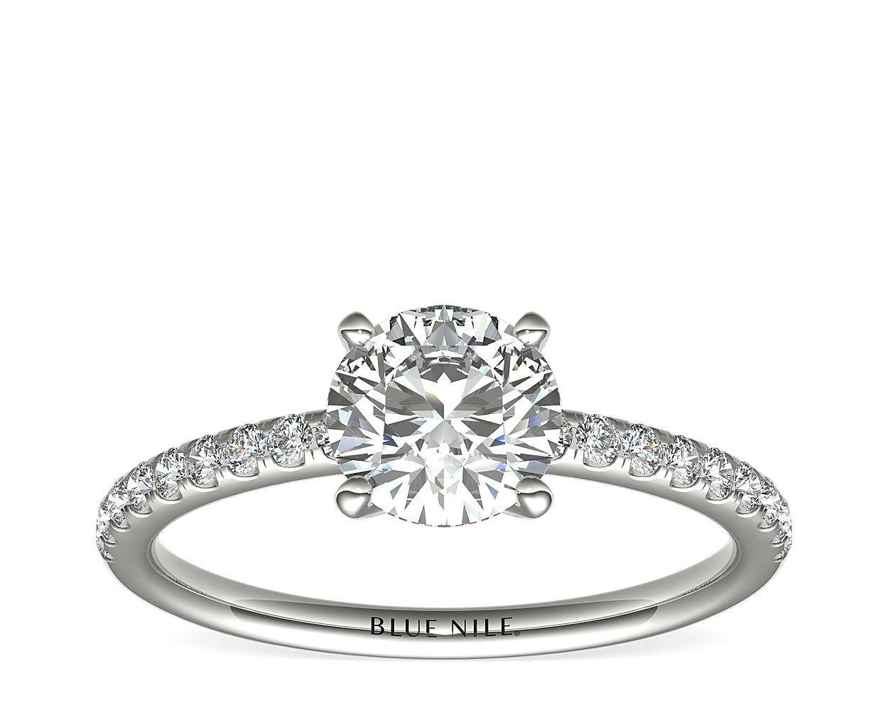 Riviera Pavé Diamond Engagement Ring In 14k White Gold (1/6 ct. tw.)