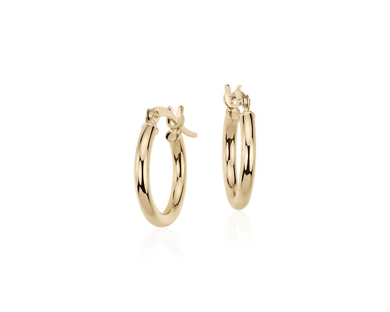 Small Hoop Earrings In 14k Yellow Gold (2 X 15 mm)