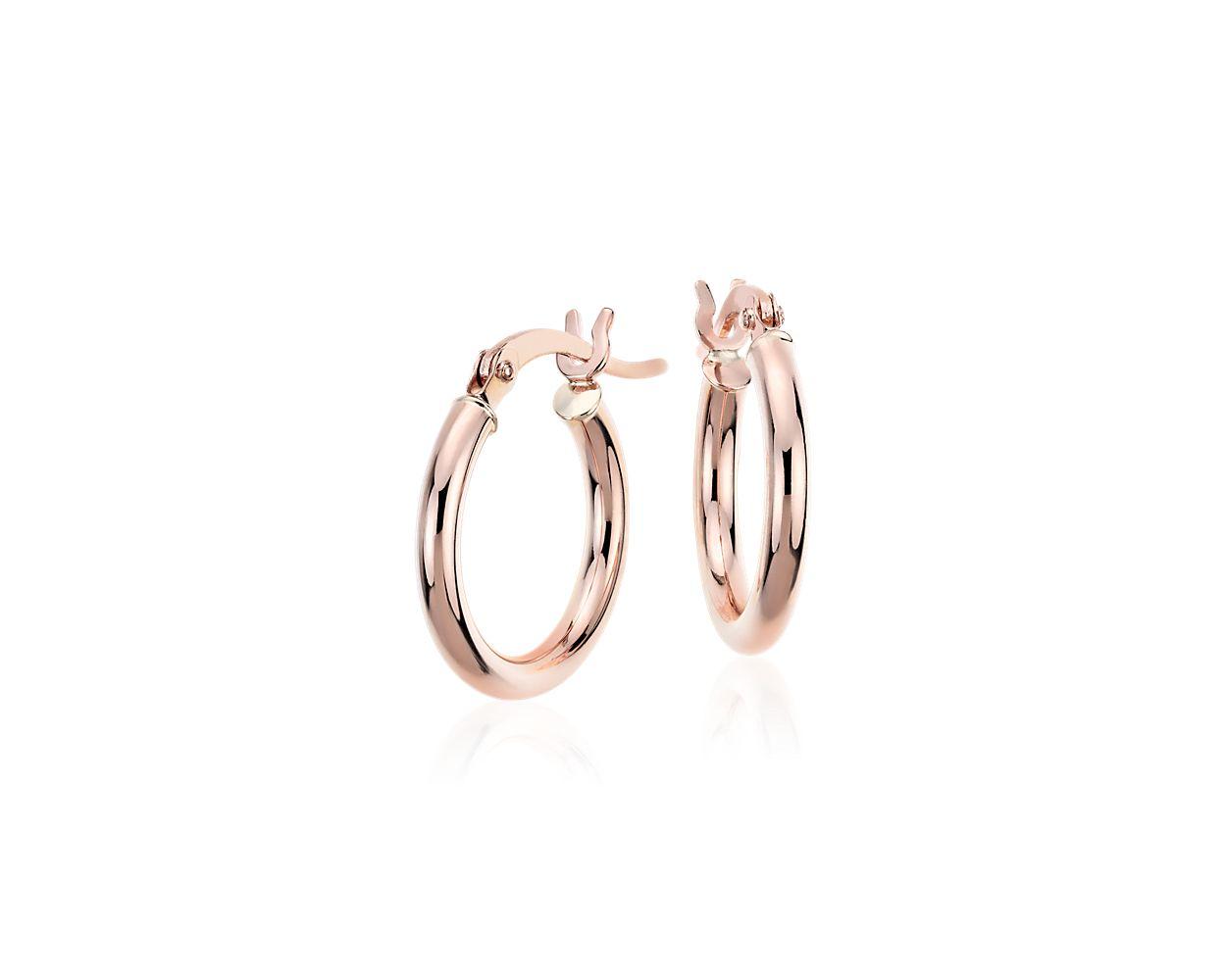 Small Hoop Earrings In 14k Rose Gold (2 X 15 mm)