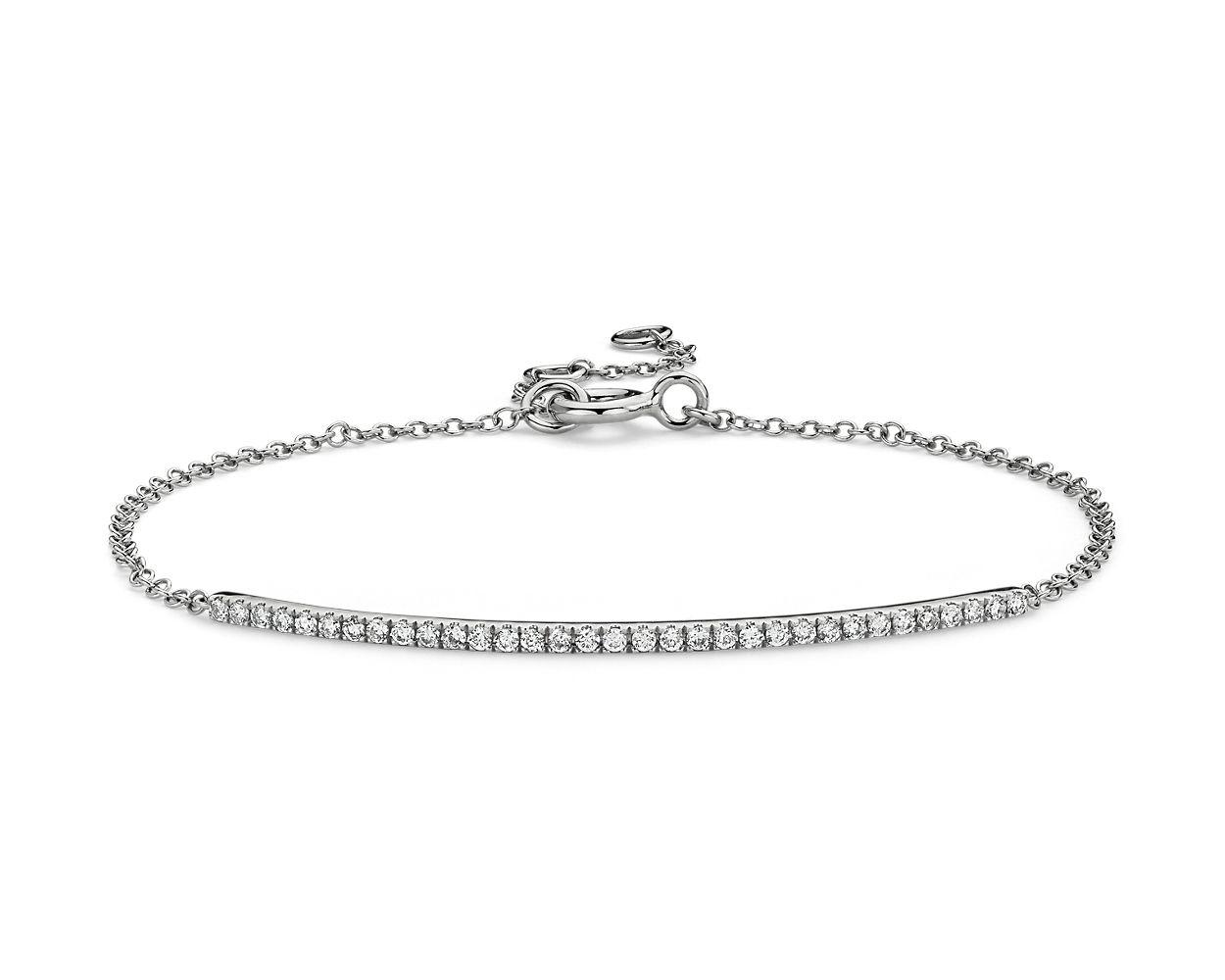 Mini Diamond Bar Bracelet In 14k White Gold (1/5 ct. tw.)