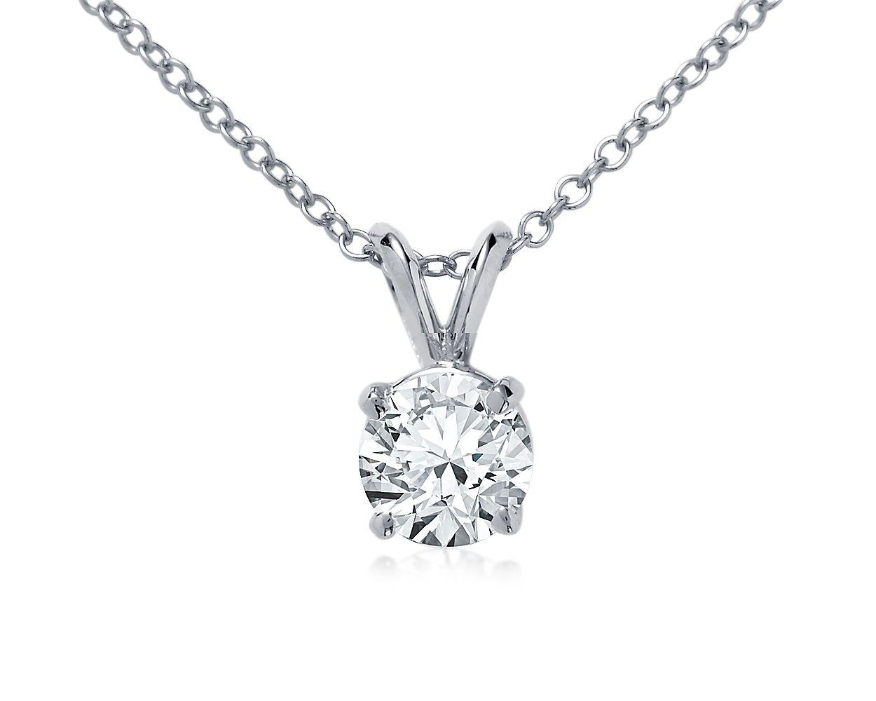 Double Bail Solitaire Pendant Setting In 14k White Gold