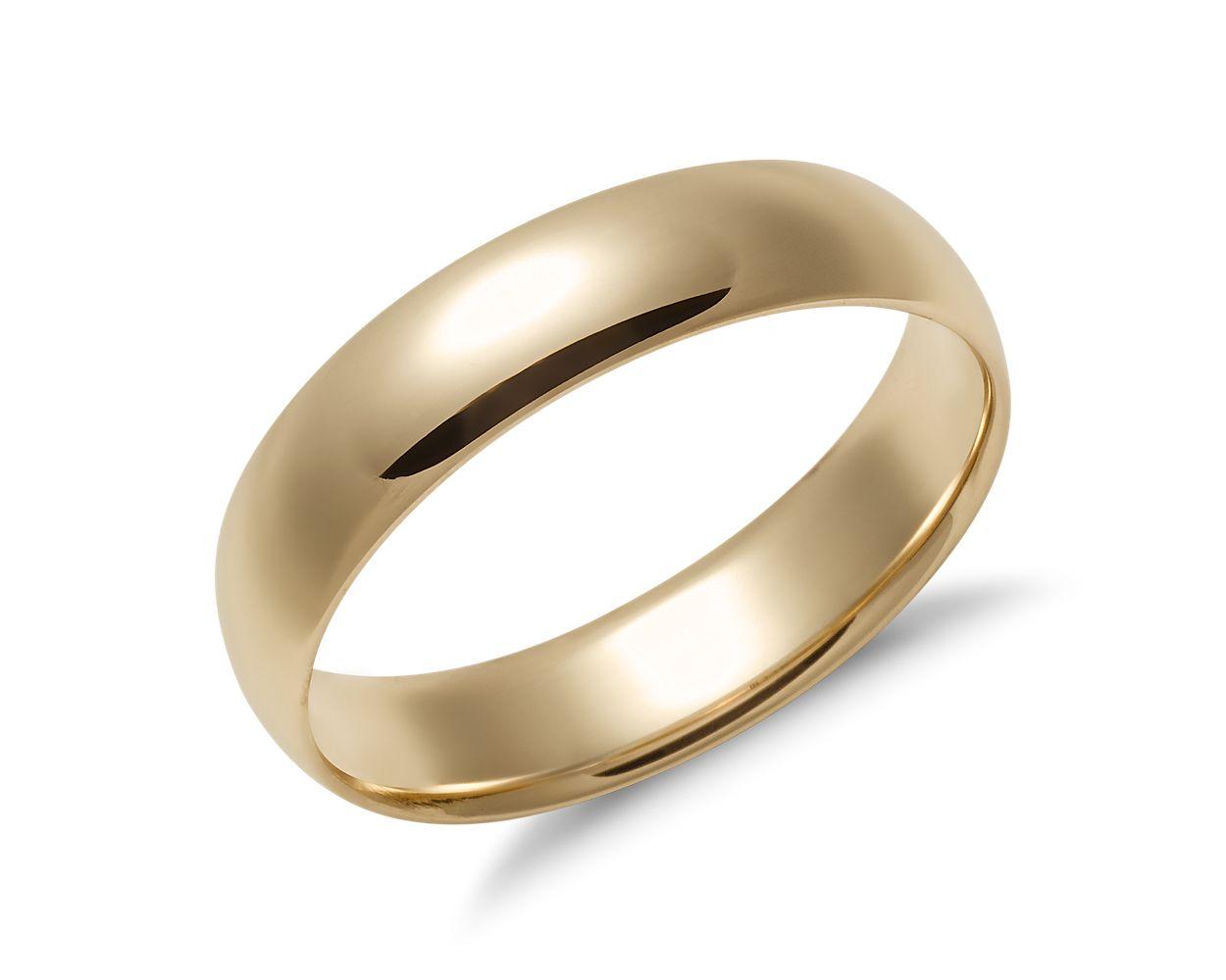 Mid-Weight Comfort Fit Wedding Ring In 14k Yellow Gold (5mm)