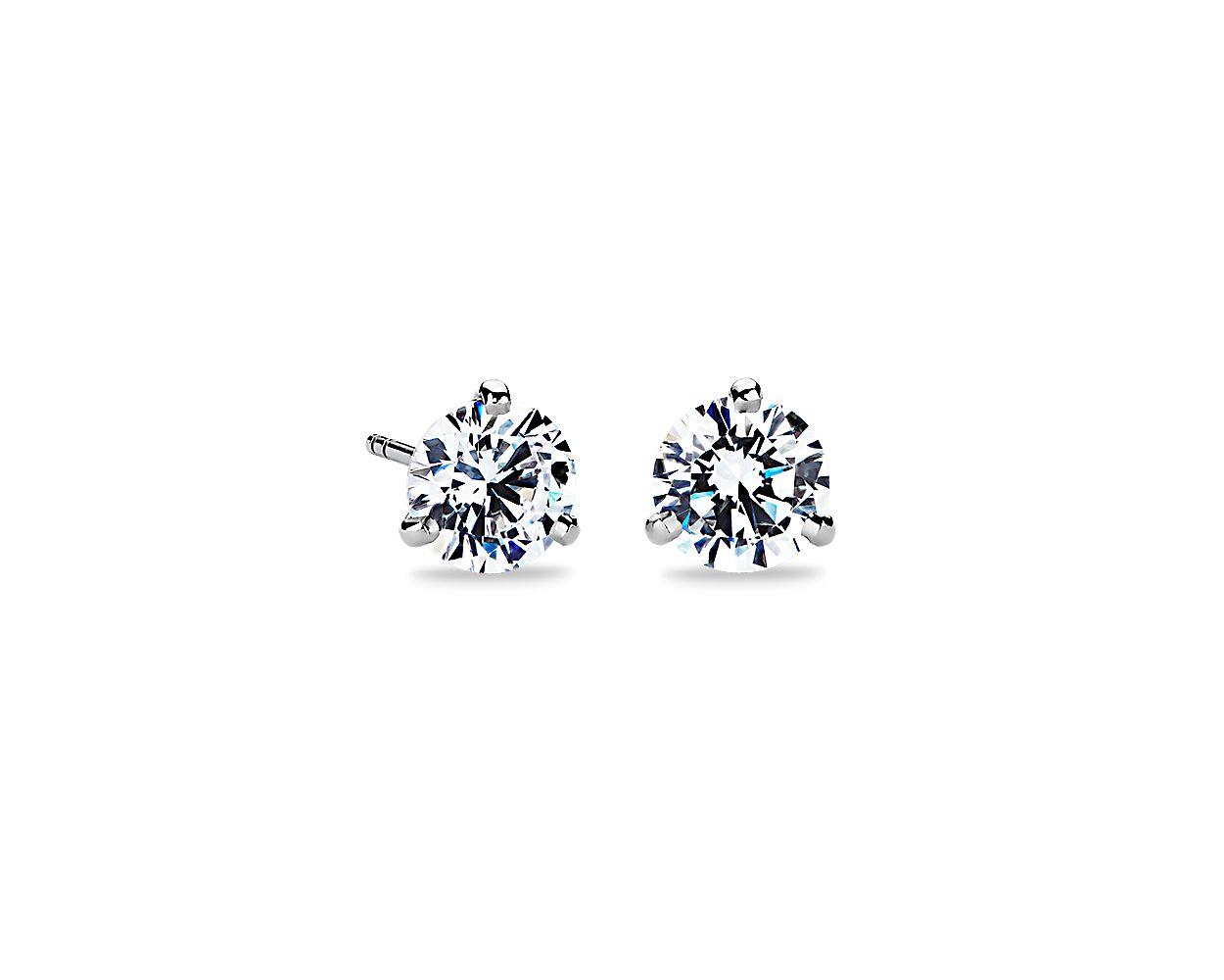 Three-Prong Martini Earrings In Platinum