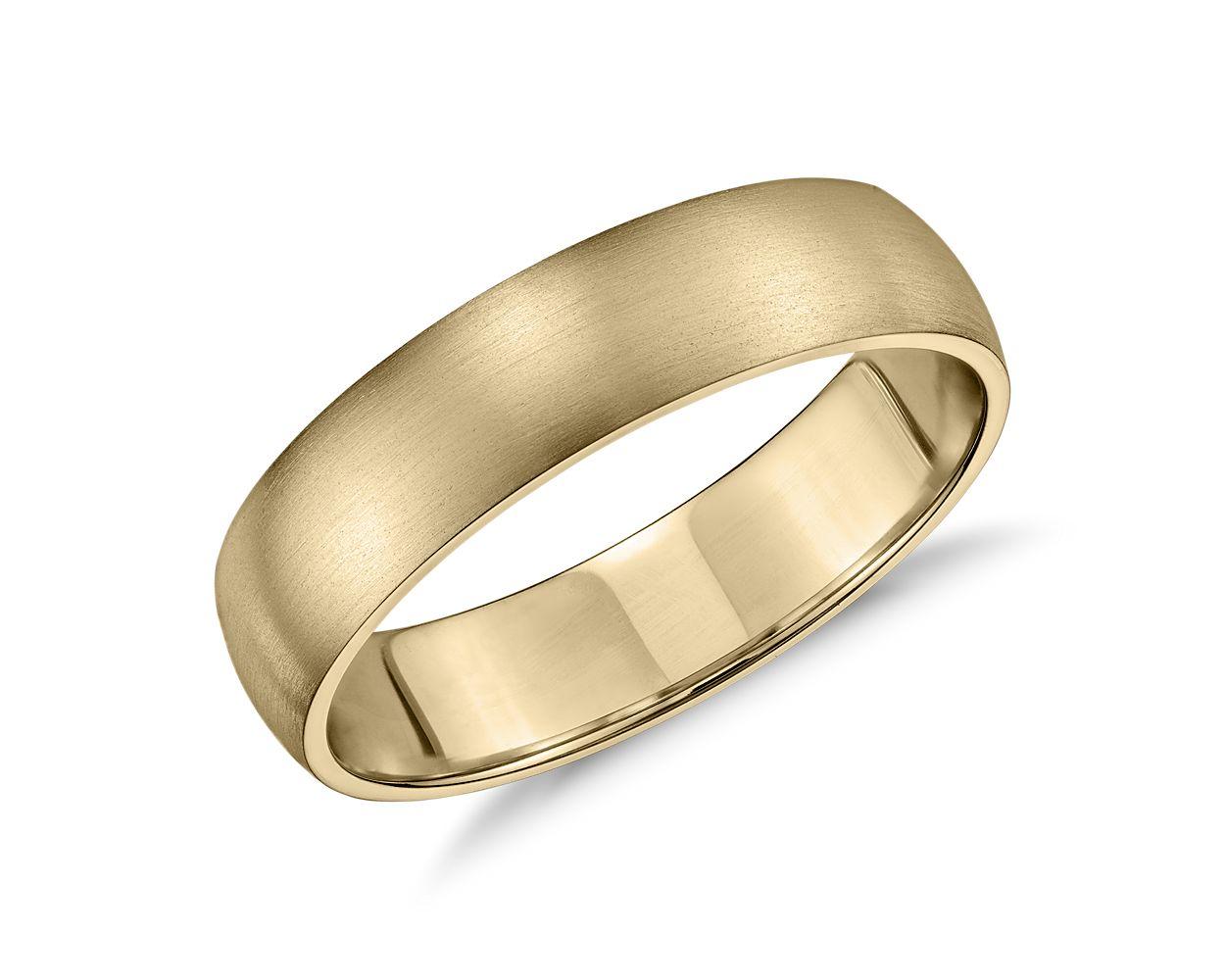 Matte Classic Wedding Ring In 14k Yellow Gold (5mm)