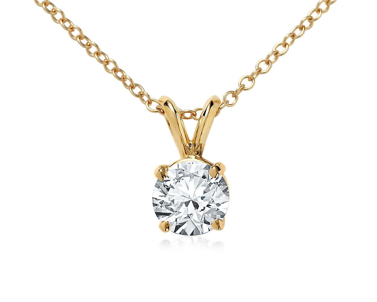 Double-Bail Solitaire Pendant Setting In 18k Yellow Gold