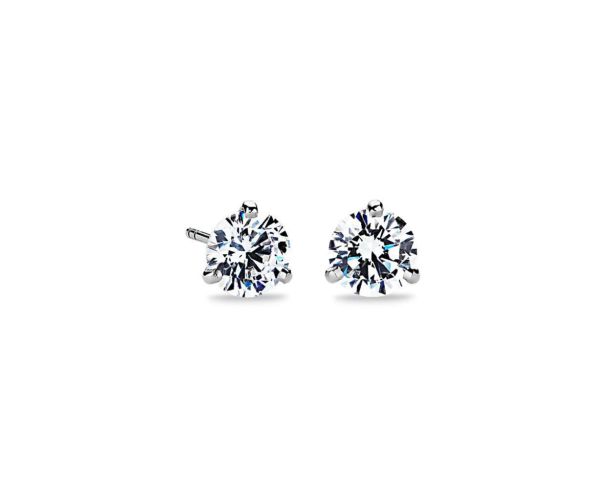 Three-Prong Martini Earrings In 14k White Gold