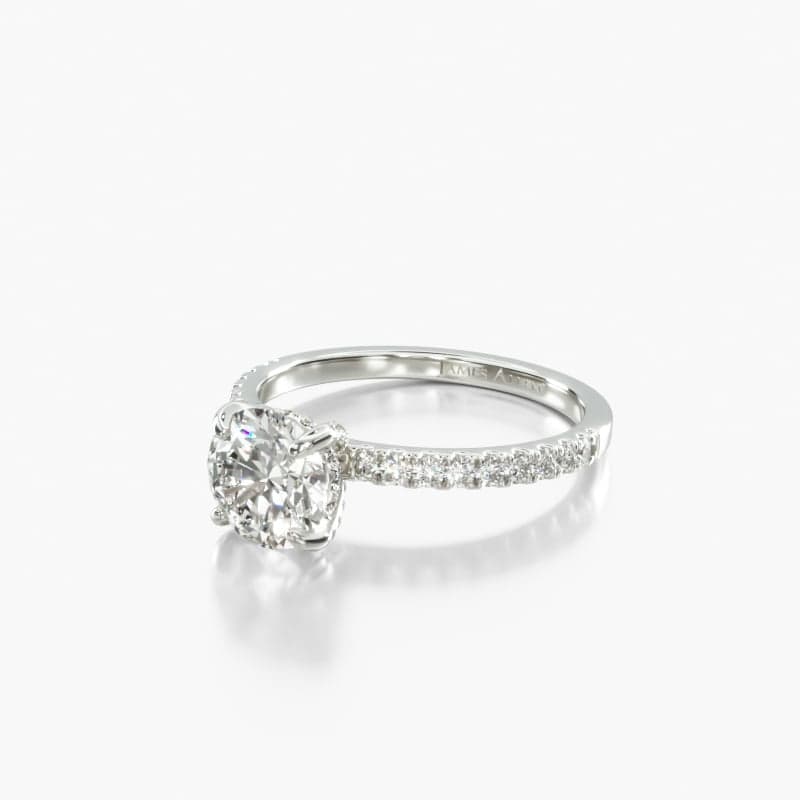 Platinum Petite Pavé Crown Diamond Engagement Ring
