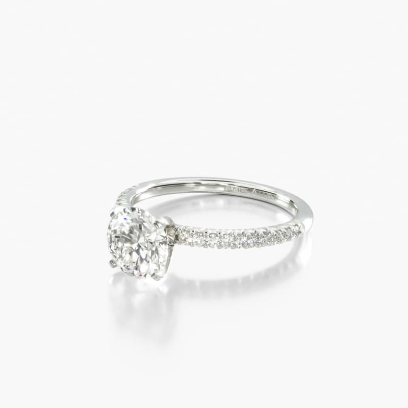 14K White Gold Petite Pavé Engagement Ring