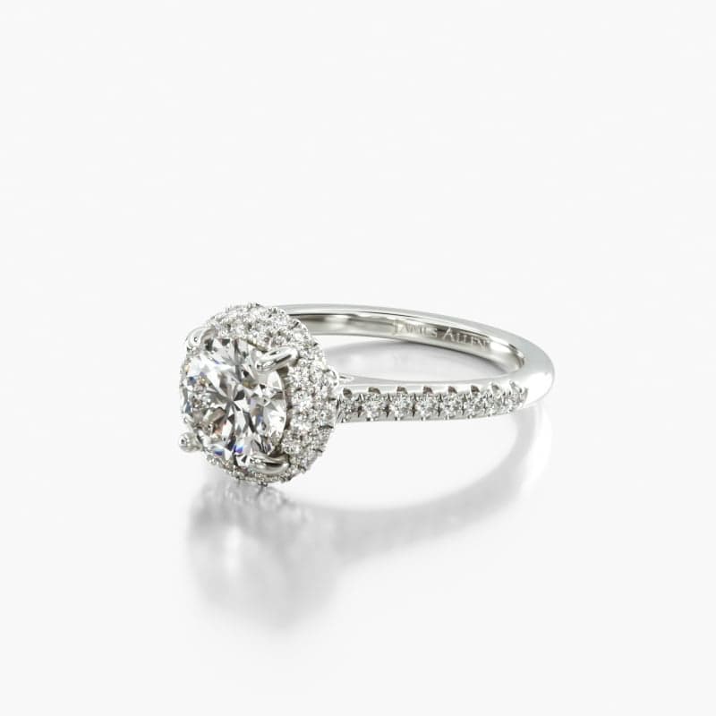 14K White Gold Falling Edge Pavé Diamond Engagement Ring