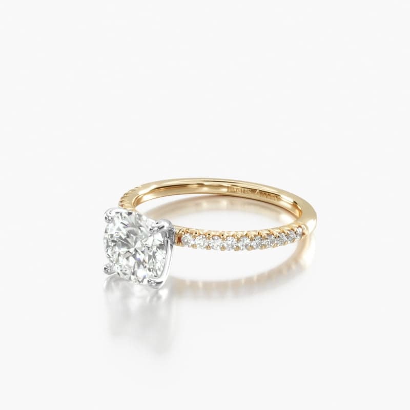 18K Yellow Gold Petite Pavé Engagement Ring (Flush Fit)