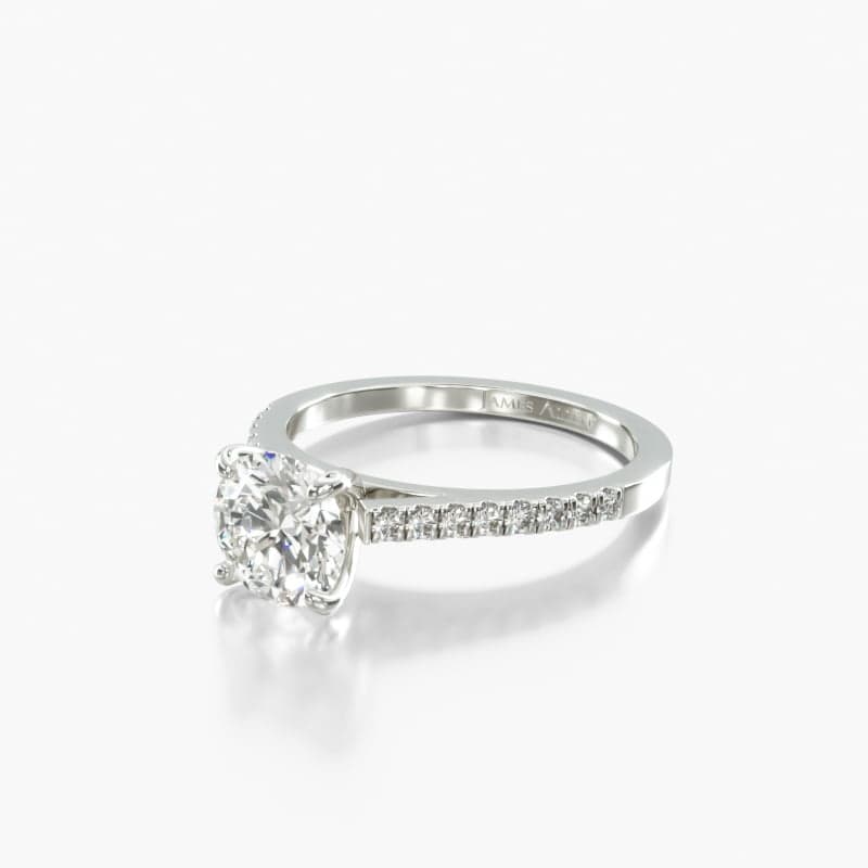 Platinum Petite Pavé Cathedral Engagement Ring
