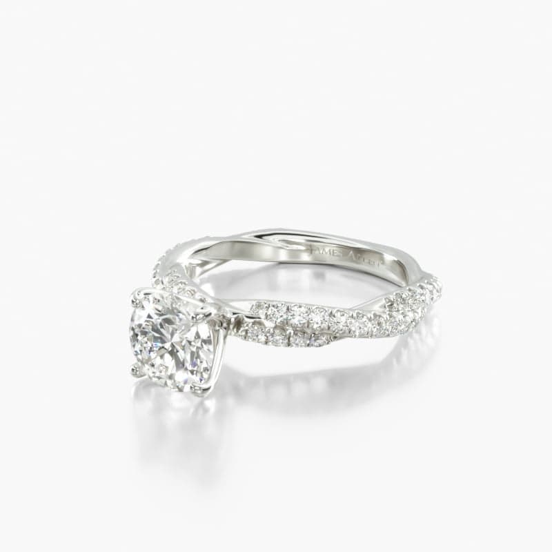 14K White Gold Pavé Twist Diamond Engagement Ring