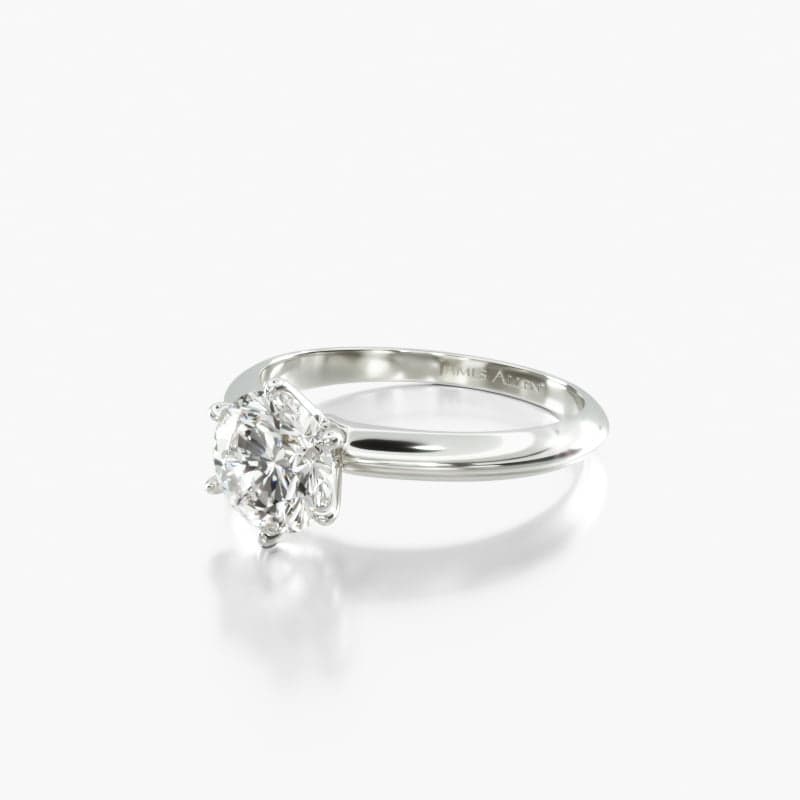 Platinum Six Prong Knife Edged Solitaire Engagement Ring