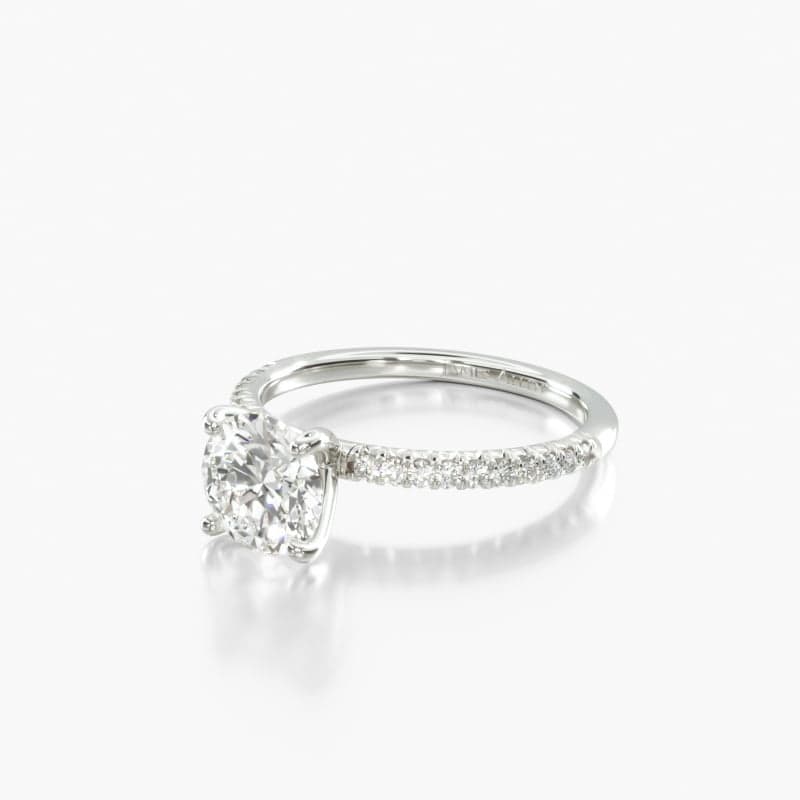 18K White Gold Petite Pavé Engagement Ring (Flush Fit)