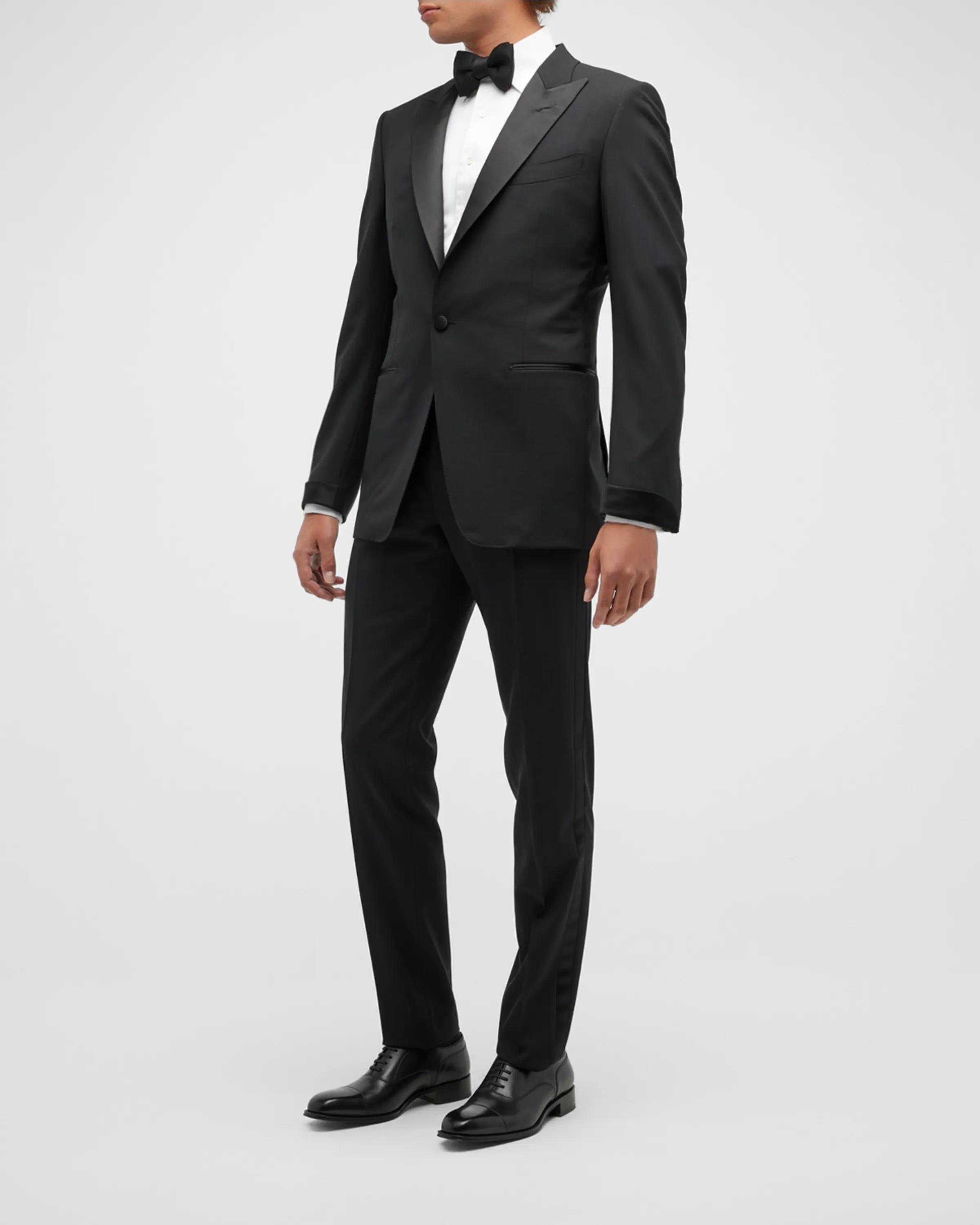 Men's Solid Wool Peak Tuxedo
