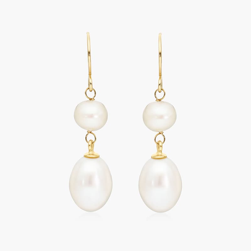 14K Yellow Freshwater Cultured Pearl Drop Earrings (5.0-9.0mm)