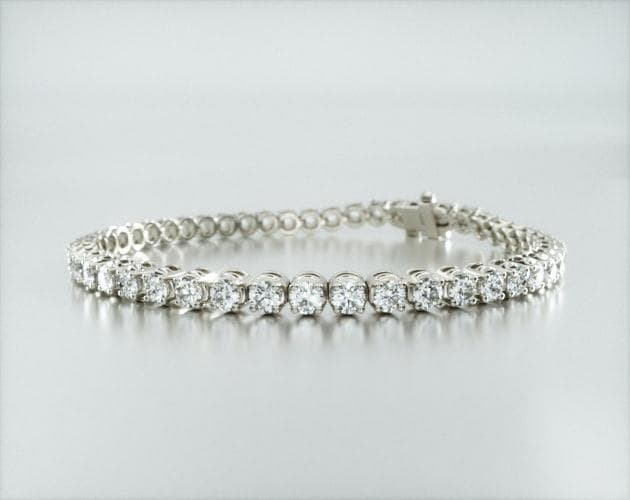 14K White Gold Four Prong Lab Created Diamond Tennis Bracelet (5 CTW - F-G / VS2-SI1)