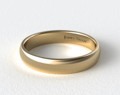 14K Yellow Gold 5mm Slightly Domed Comfort Fit Wedding Ring