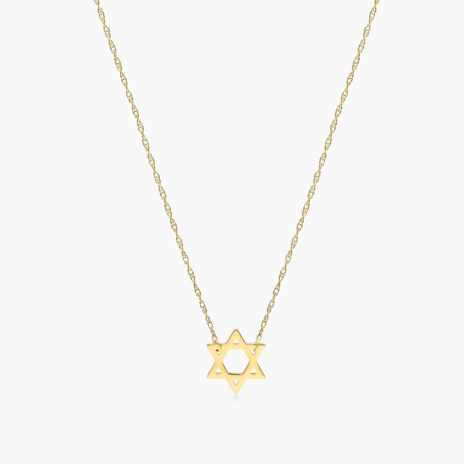 14K Yellow Gold Mini Star of David Necklace