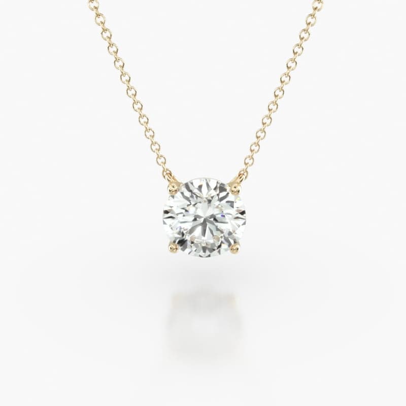 14K Yellow Gold Four Prong Basket Solitaire Diamond Pendant (Mounting)