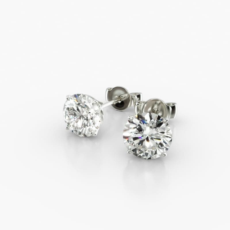 14K White Gold Four Prong Round Brilliant Lab Created Diamond Stud Earrings (1.50 CTW - F-G / VS2-SI1)