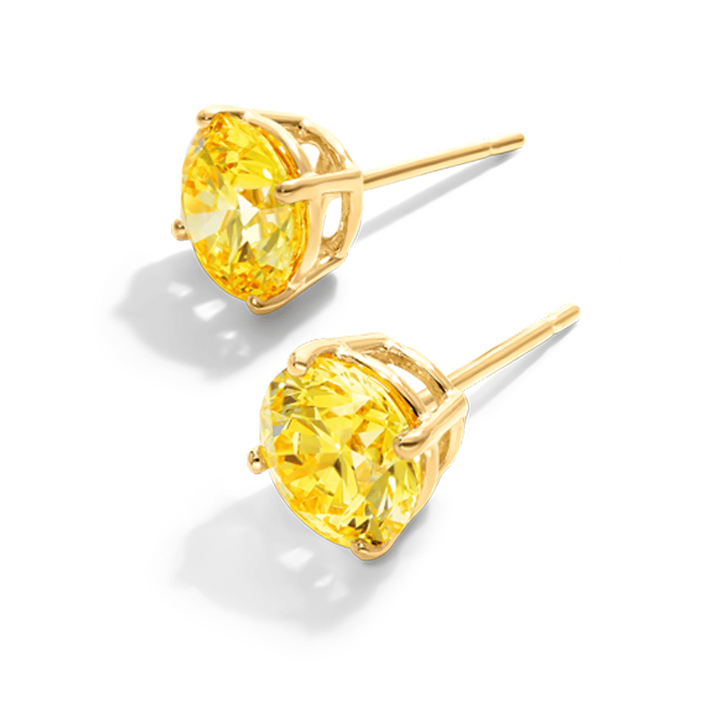 14K Yellow Gold Four Prong Round Brilliant Lab Created Diamond Stud Earrings (1.00 CTW - F-G / VS2-SI1)