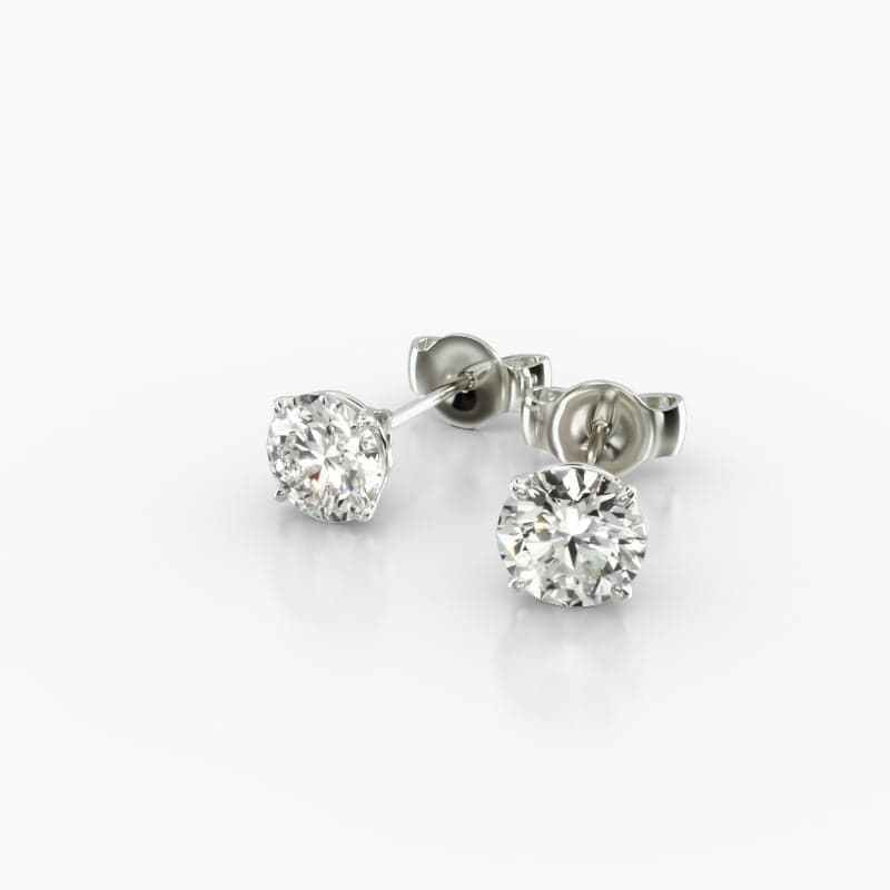 14K White Gold Four Prong Round Brilliant Lab Created Diamond Stud Earrings