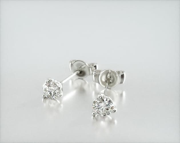 14K White Gold Three Prong Martini Round Brilliant Lab Created Diamond Stud Earrings (0.25 CTW - F-G / VS2-SI1)