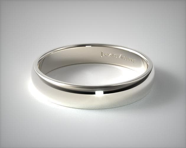 14K White Gold 5mm Low Dome Wedding Ring