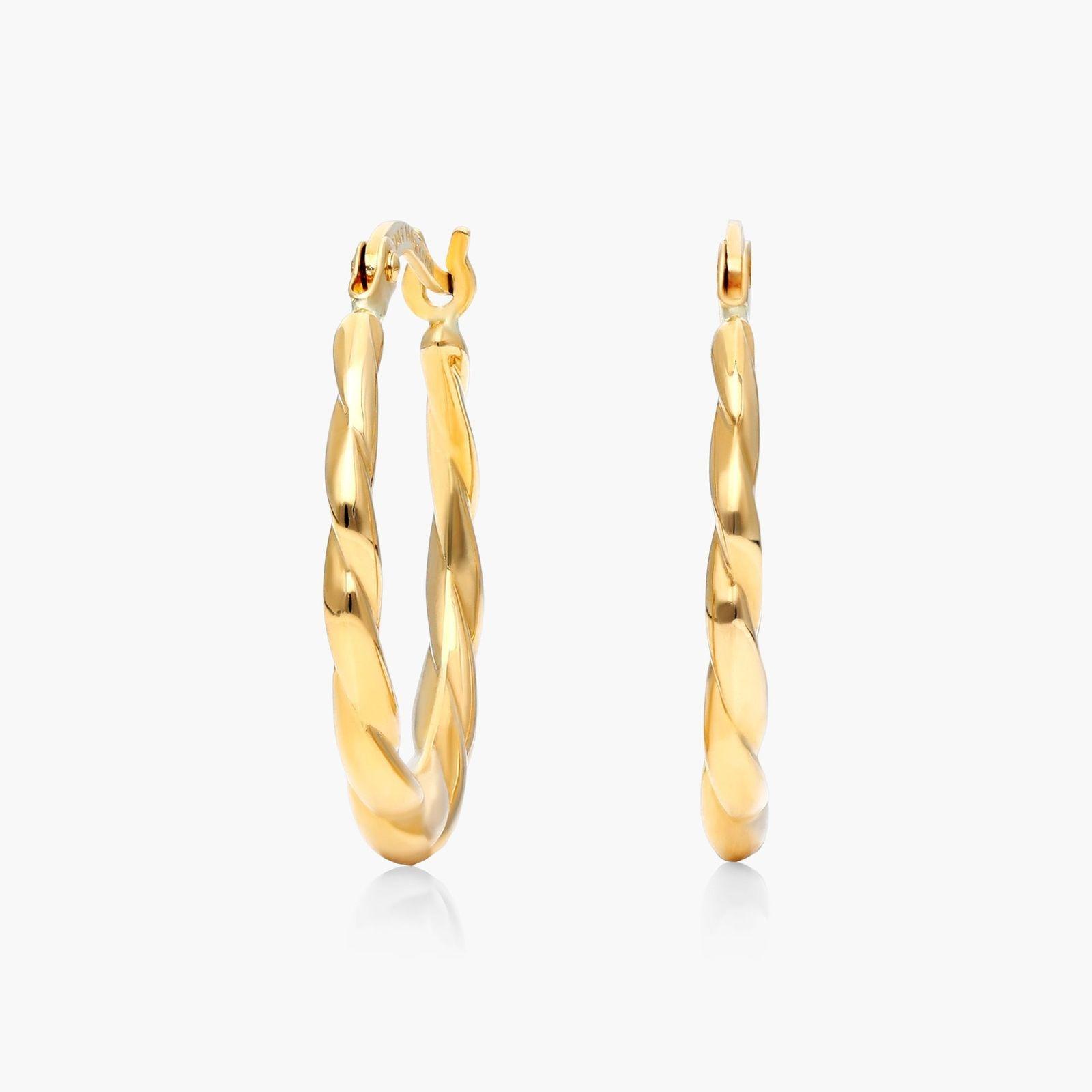 14K Yellow Gold Woven Hoop Earrings
