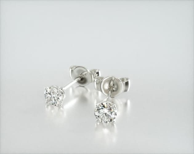 14K White Gold Four Prong Round Brilliant Lab Created Diamond Stud Earrings (0.25 CTW - F-G / VS2-SI1)