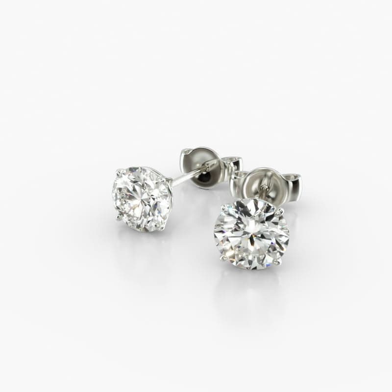 14K White Gold Four Prong Round Brilliant Lab Created Diamond Stud Earrings (1.00 CTW - F-G / VS2-SI1)