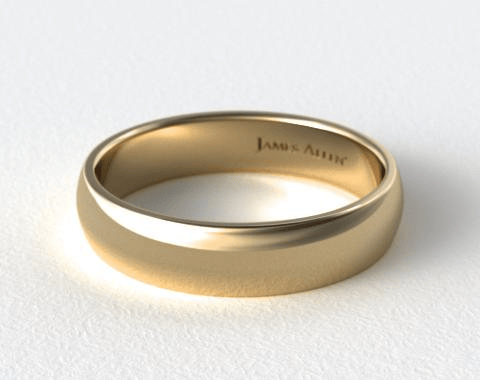 14K Yellow Gold 6mm Slightly Domed Comfort Fit Wedding Ring