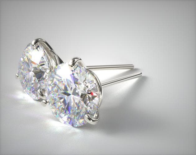 Platinum Three Prong Martini Style Stud Earrings (Mounting)