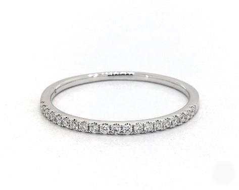 14K White Gold Single Row Diamond Ring