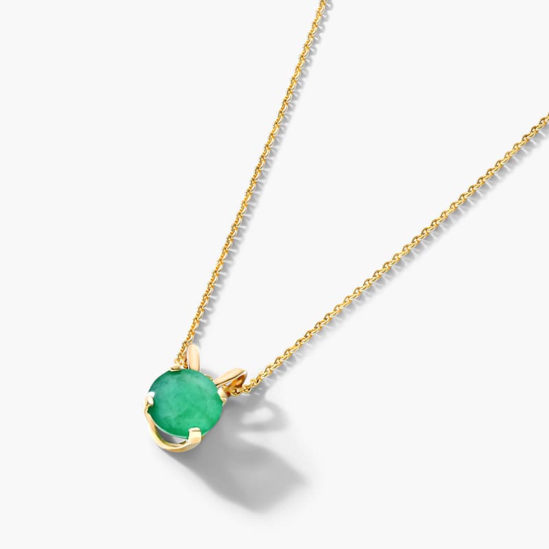 14K Yellow Gold Emerald Birthstone Necklace