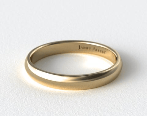 14K Yellow Gold 4mm Slightly Domed Comfort Fit Wedding Ring