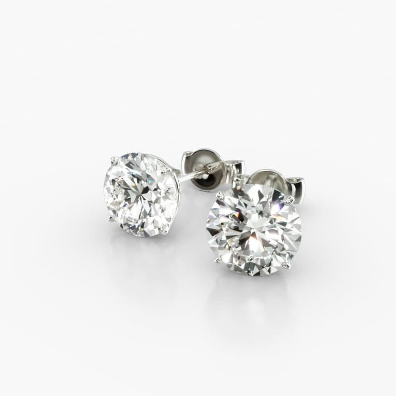 14K White Gold Four Prong Round Brilliant Lab Created Diamond Stud Earrings (2.00 CTW - F-G / VS2-SI1)