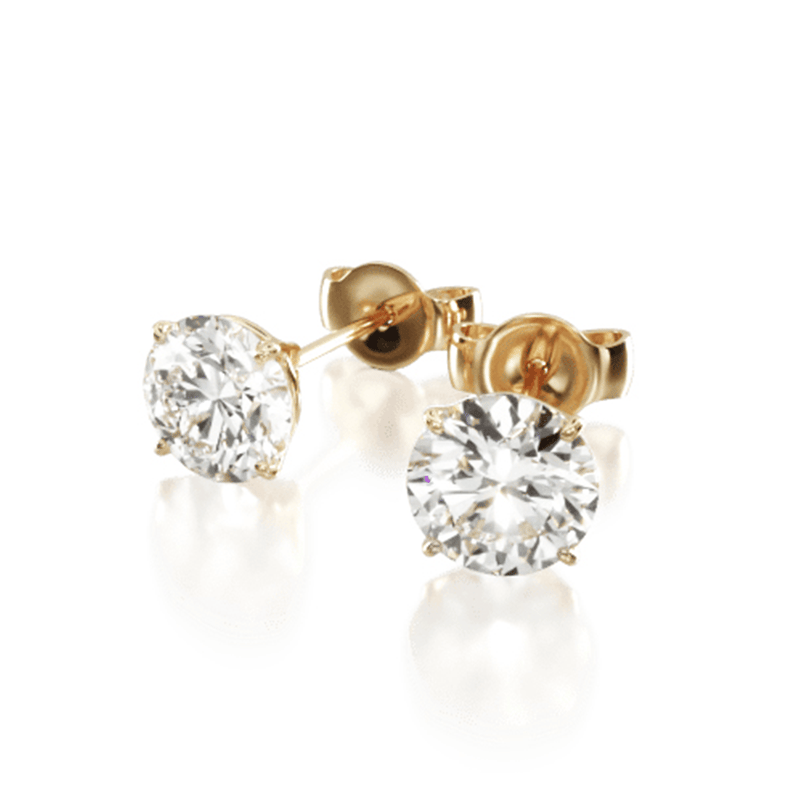 14K Yellow Gold Four Prong Stud Earrings (Mounting)