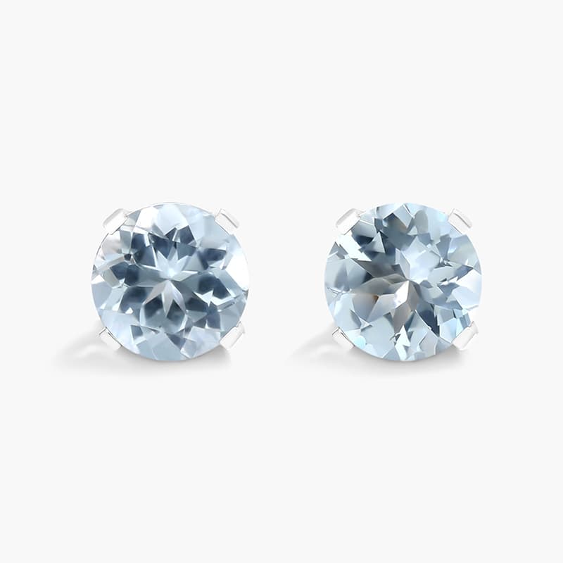 14K White Gold Aquamarine Birthstone Earrings